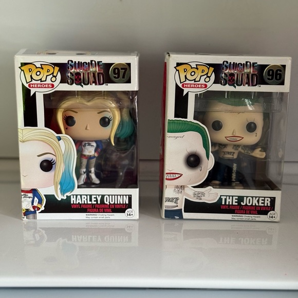 Funko Pop! Heroes Suicide Squad Harley Quinn and The Joker Figures - Picture 1 of 4